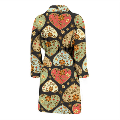 Heart Boho Pattern Print Design HE04 Men Bathrobe