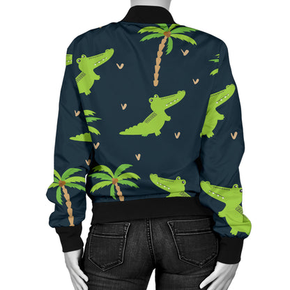 Alligator Pattern Print Design 02 Women's Bomber Jacket