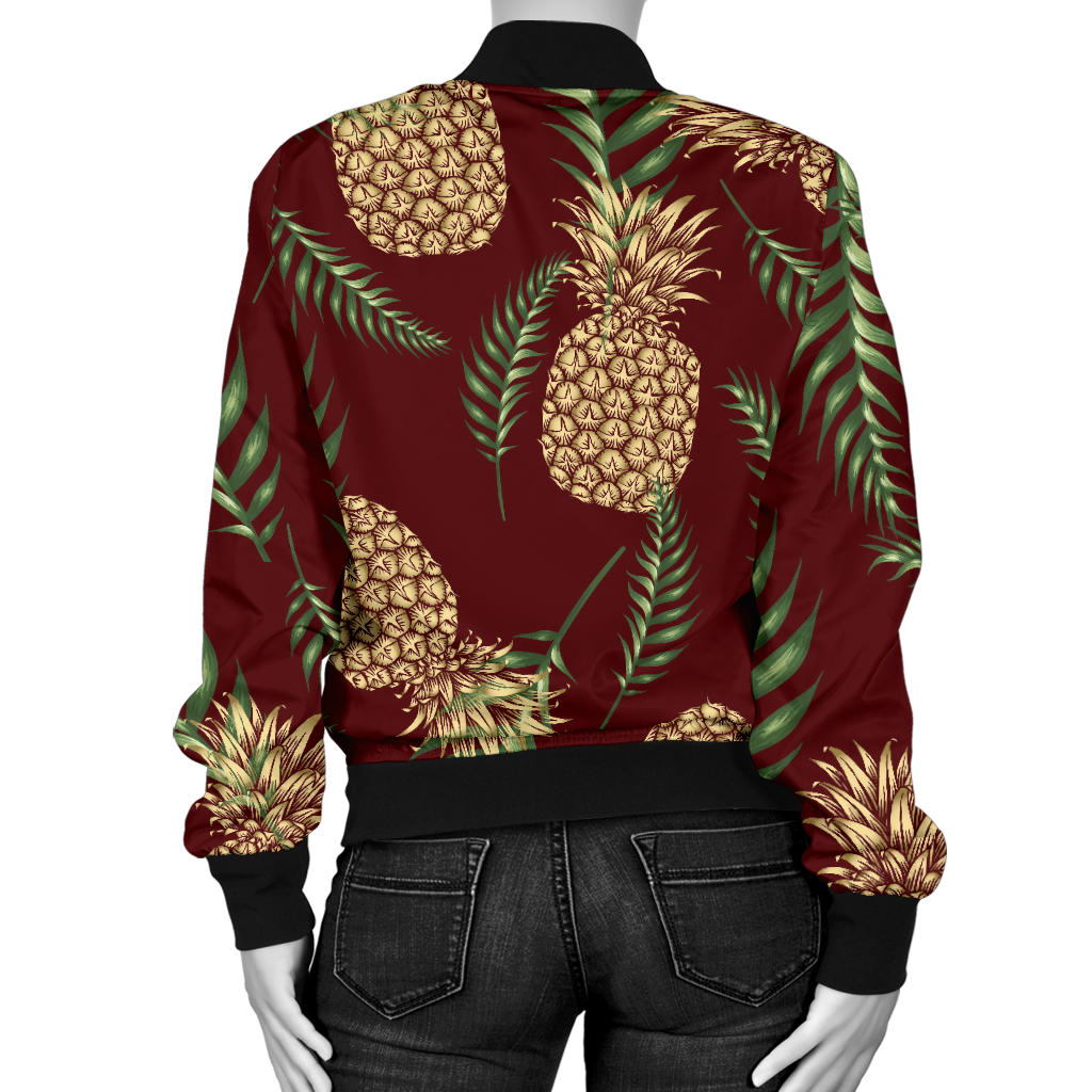 Pineapple Pattern Print Design PP013 Women Bomber Jacket