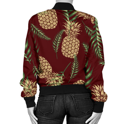 Pineapple Pattern Print Design PP013 Women Bomber Jacket