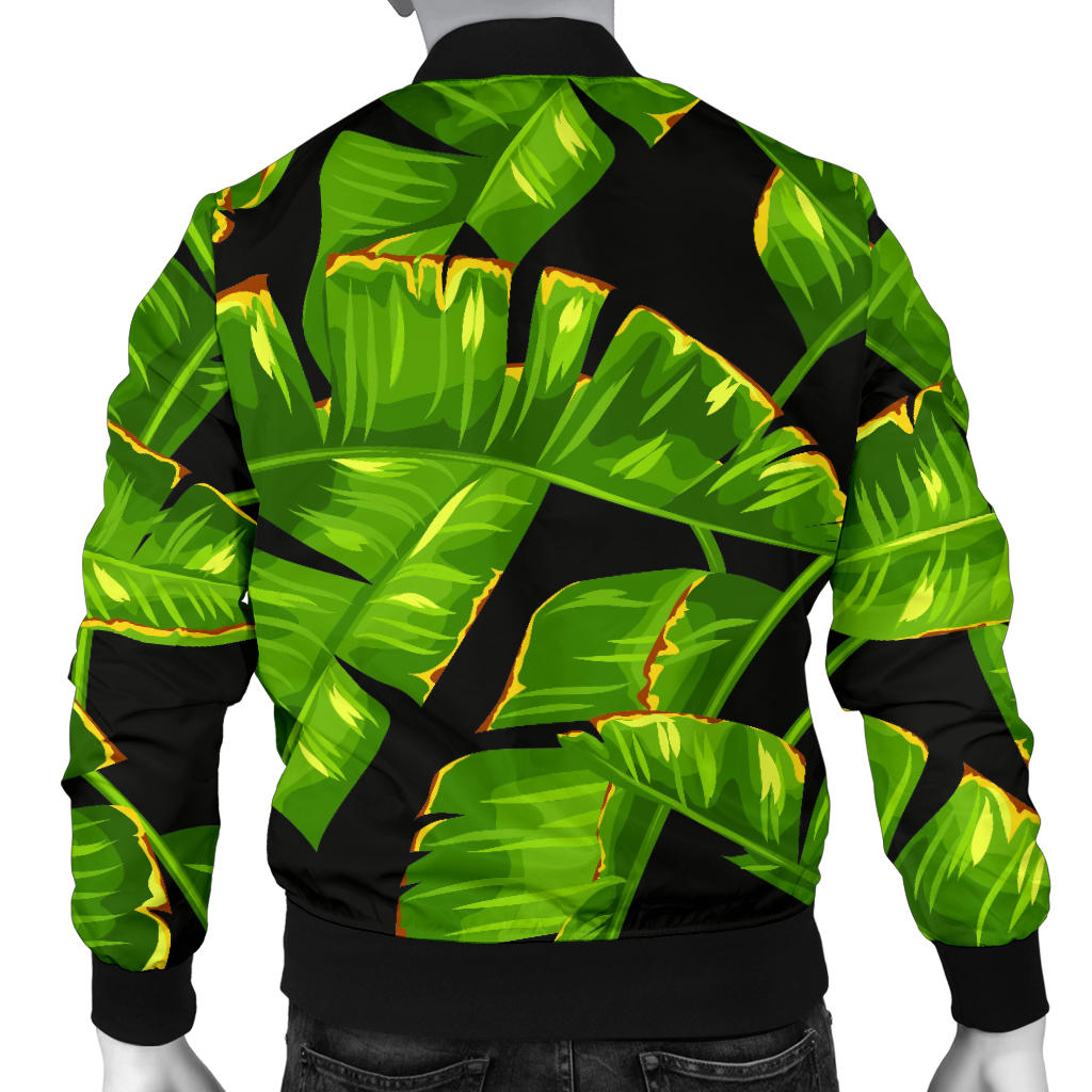 Banana Leaf Pattern Print Design BL06 Men Bomber Jacket