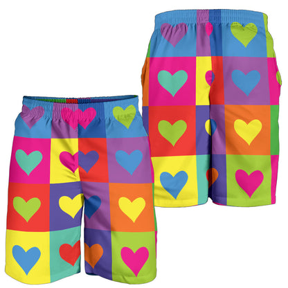 Pop Art Heart Pattern Print Design A01 Mens Shorts