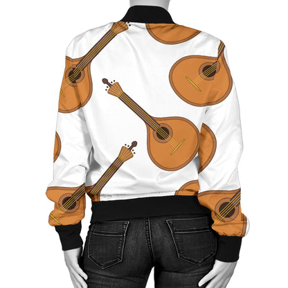 Mandolin Pattern Print Design 01 Women's Bomber Jacket