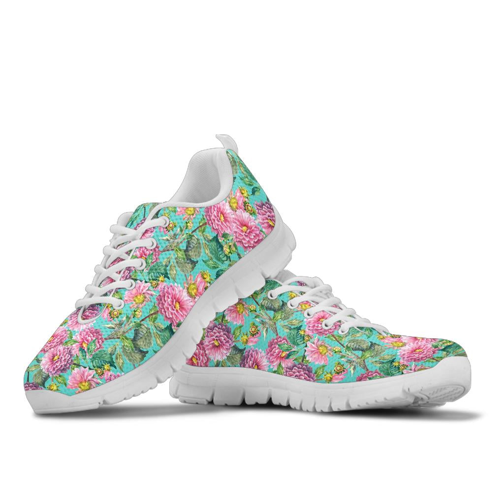 Dahlia Pattern Print Design DH07 Sneakers White Bottom Shoes