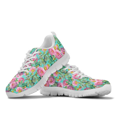 Dahlia Pattern Print Design DH07 Sneakers White Bottom Shoes