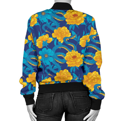 Boa Pattern Print Design 01 Women's Bomber Jacket