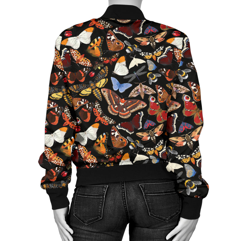 Butterfly Pattern Print Design 08 Women's Bomber Jacket