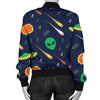 Alien UFO Pattern Print Design 05 Women's Bomber Jacket