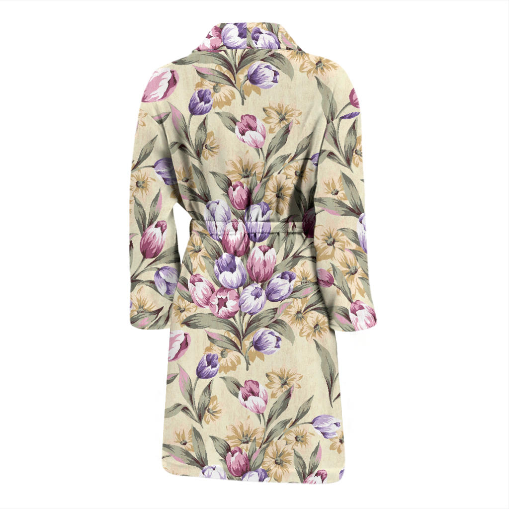 Tulip Pattern Print Design TP04 Men Bathrobe