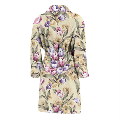 Tulip Pattern Print Design TP04 Men Bathrobe