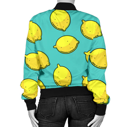 Lemon Pattern Print Design LM04 Women Bomber Jacket