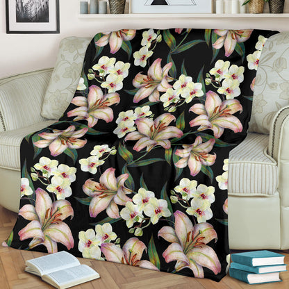 Lily Pattern Print Design LY03 Fleece Blanket