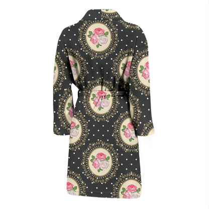 Rose Pattern Print Design RO015 Men Bathrobe