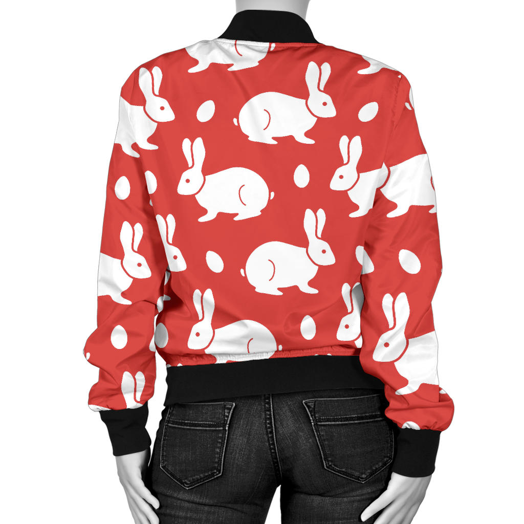 Rabbit Pattern Print Design RB017 Women Bomber Jacket
