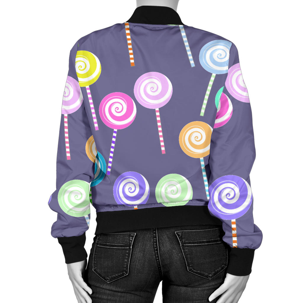 Lollipop Pattern Print Design LL03 Women Bomber Jacket