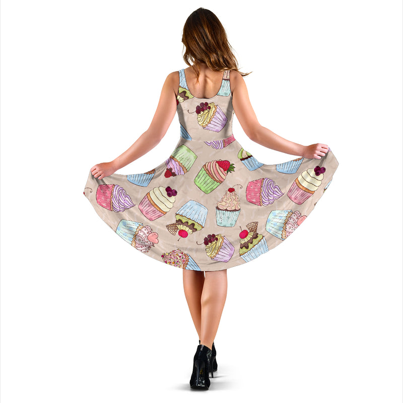 Cupcake Pattern Print Design CP06 Midi Dress