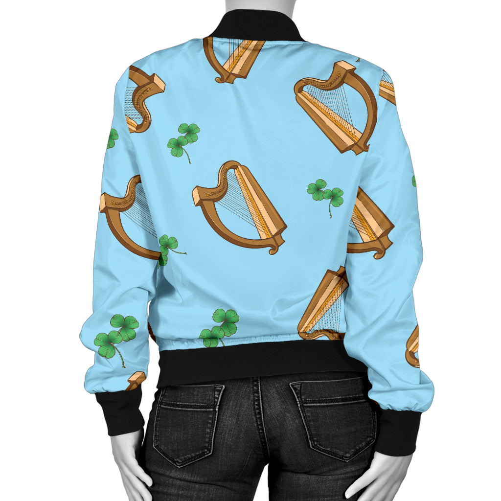 Harp Pattern Print Design 01 Women's Bomber Jacket
