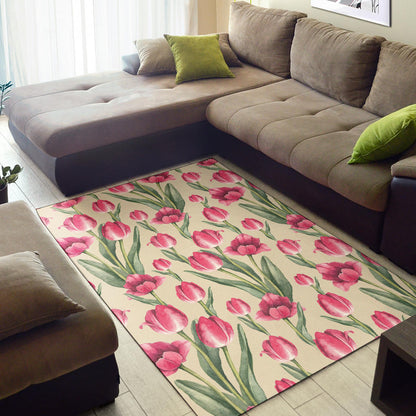 Tulip Pink Pattern Print Design TP06 Area Rugs
