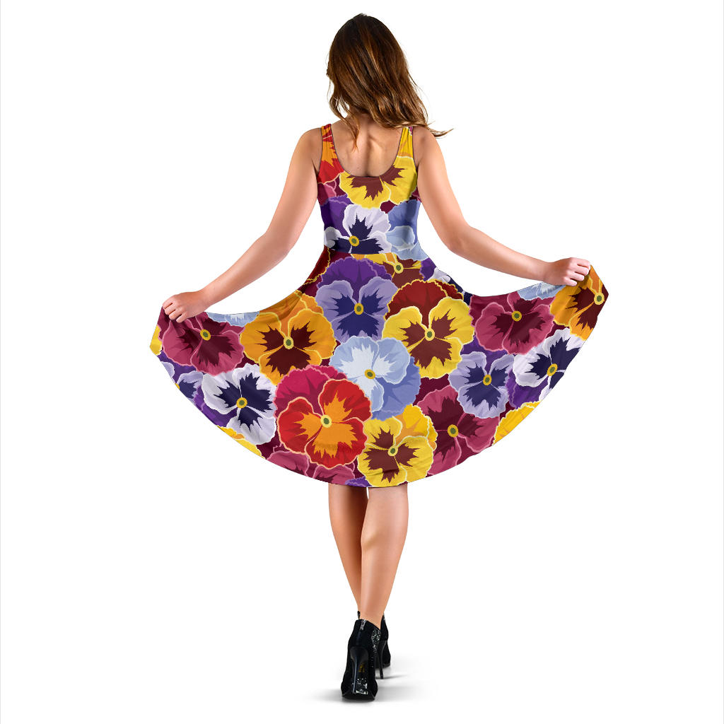 Pansy Pattern Print Design PS01 Midi Dress