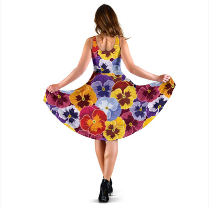 Pansy Pattern Print Design PS01 Midi Dress