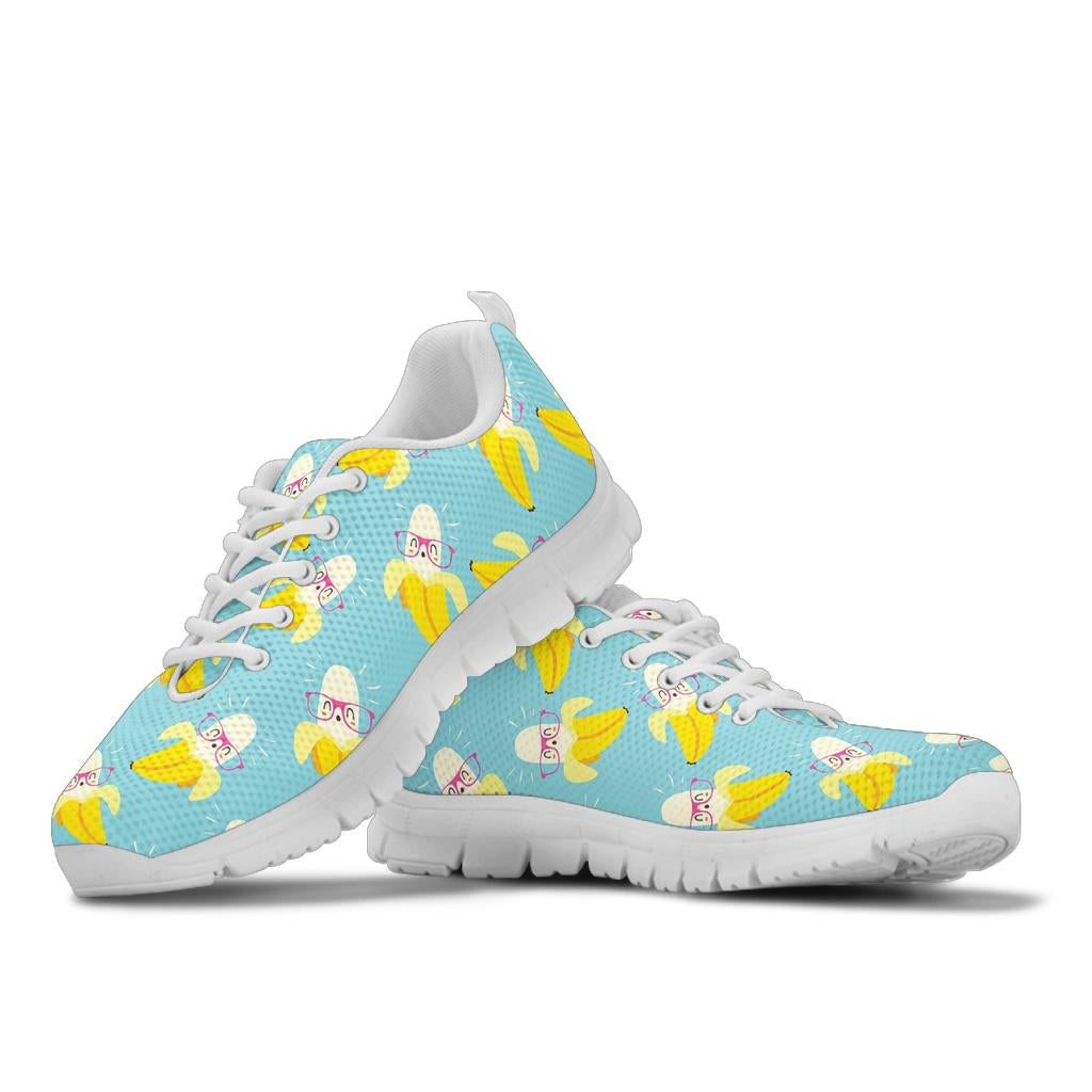 Banana Pattern Print Design BA07 Sneakers White Bottom Shoes