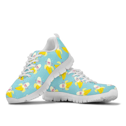 Banana Pattern Print Design BA07 Sneakers White Bottom Shoes
