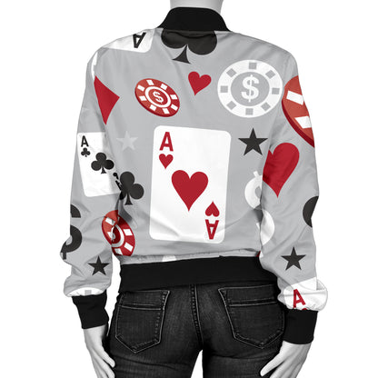 Casino Pattern Print Design 01 Women's Bomber Jacket