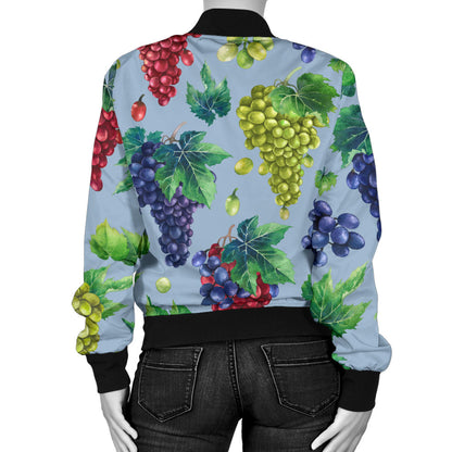 Grape Pattern Print Design GP06 Women Bomber Jacket