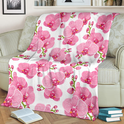 Orchid Pink Pattern Print Design OR07 Fleece Blanket