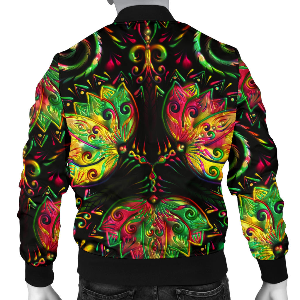 lotus Boho Pattern Print Design LO09 Men Bomber Jacket