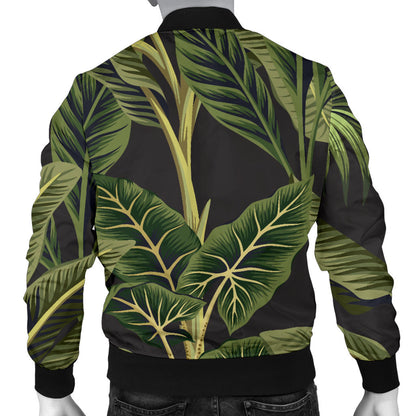 Banana Leaf Pattern Print Design BL04 Men Bomber Jacket