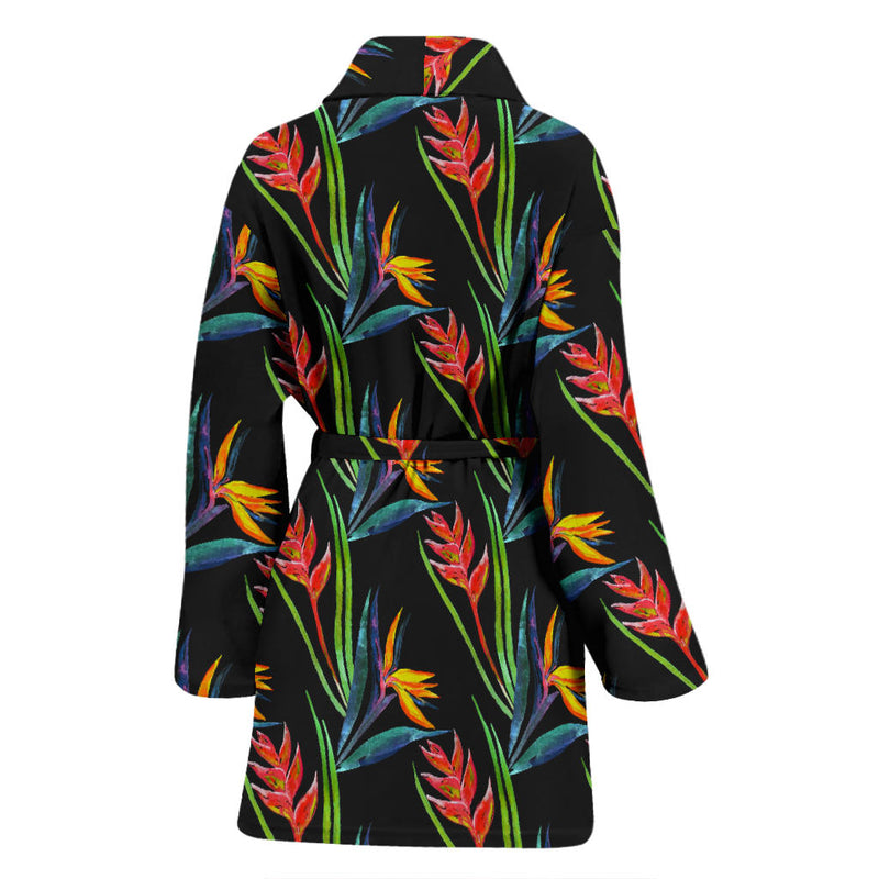 Heliconia Pattern Print Design HL04 Women Bathrobe