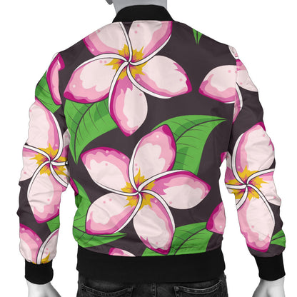 Pink Plumeria Pattern Print Design PM019 Men Bomber Jacket