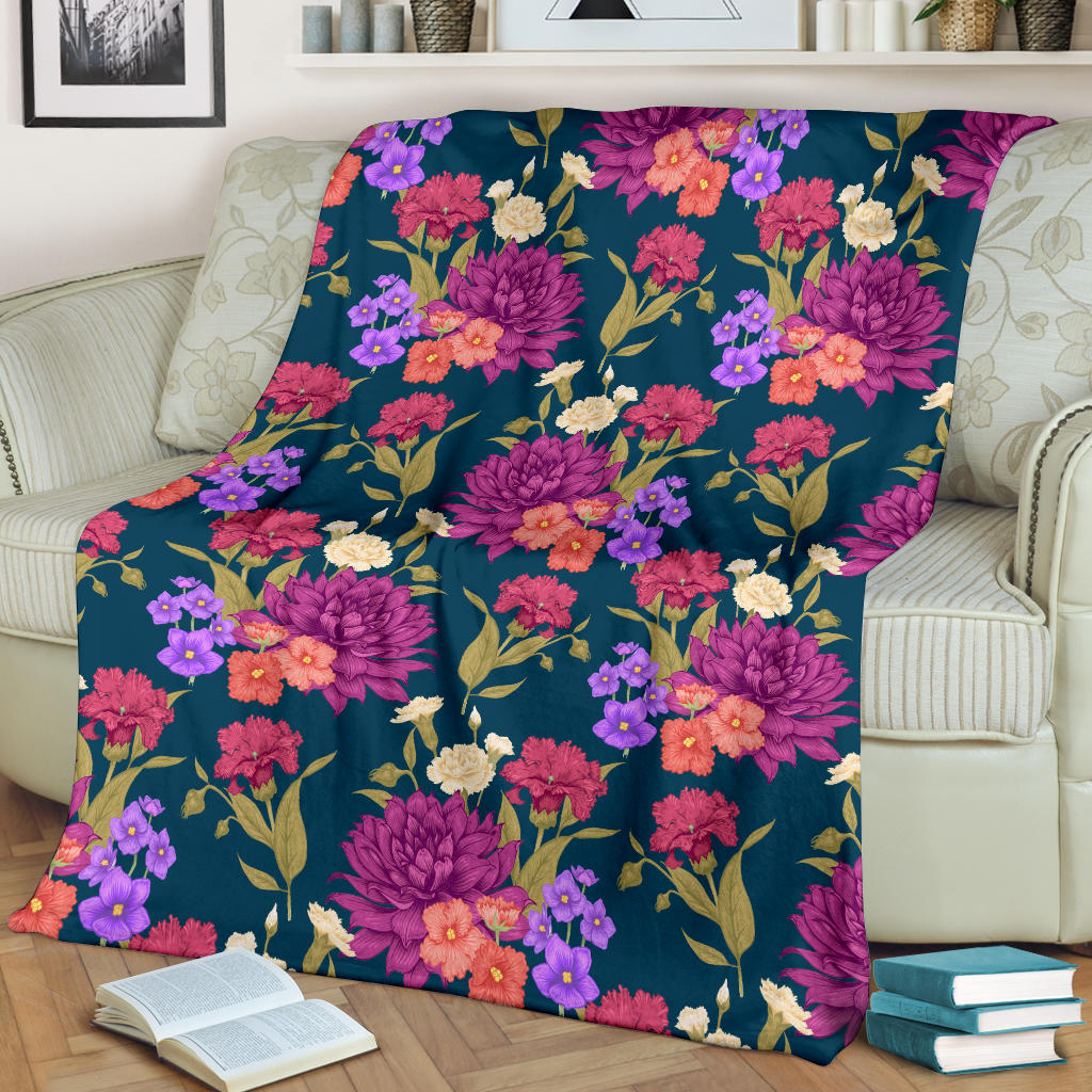 Dahlia Pattern Print Design DH01 Fleece Blanket
