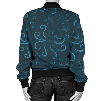 Octopus Pattern Print Design A05 Women's Bomber Jacket