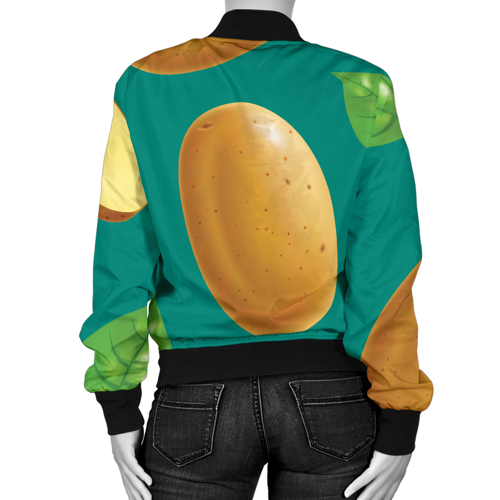Potato Pattern Print Design A04 Women's Bomber Jacket