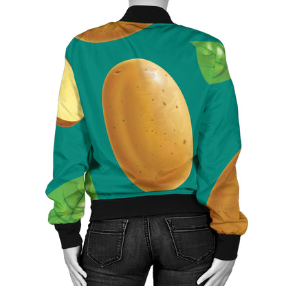 Potato Pattern Print Design A04 Women's Bomber Jacket