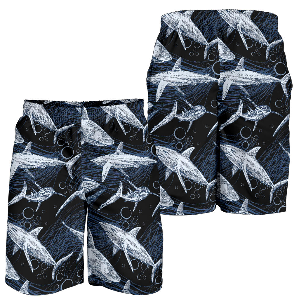 Shark Print Pattern Mens Shorts