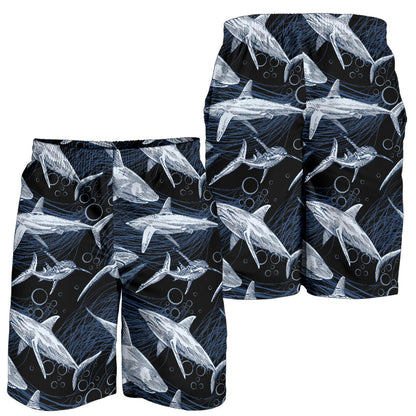 Shark Print Pattern Mens Shorts
