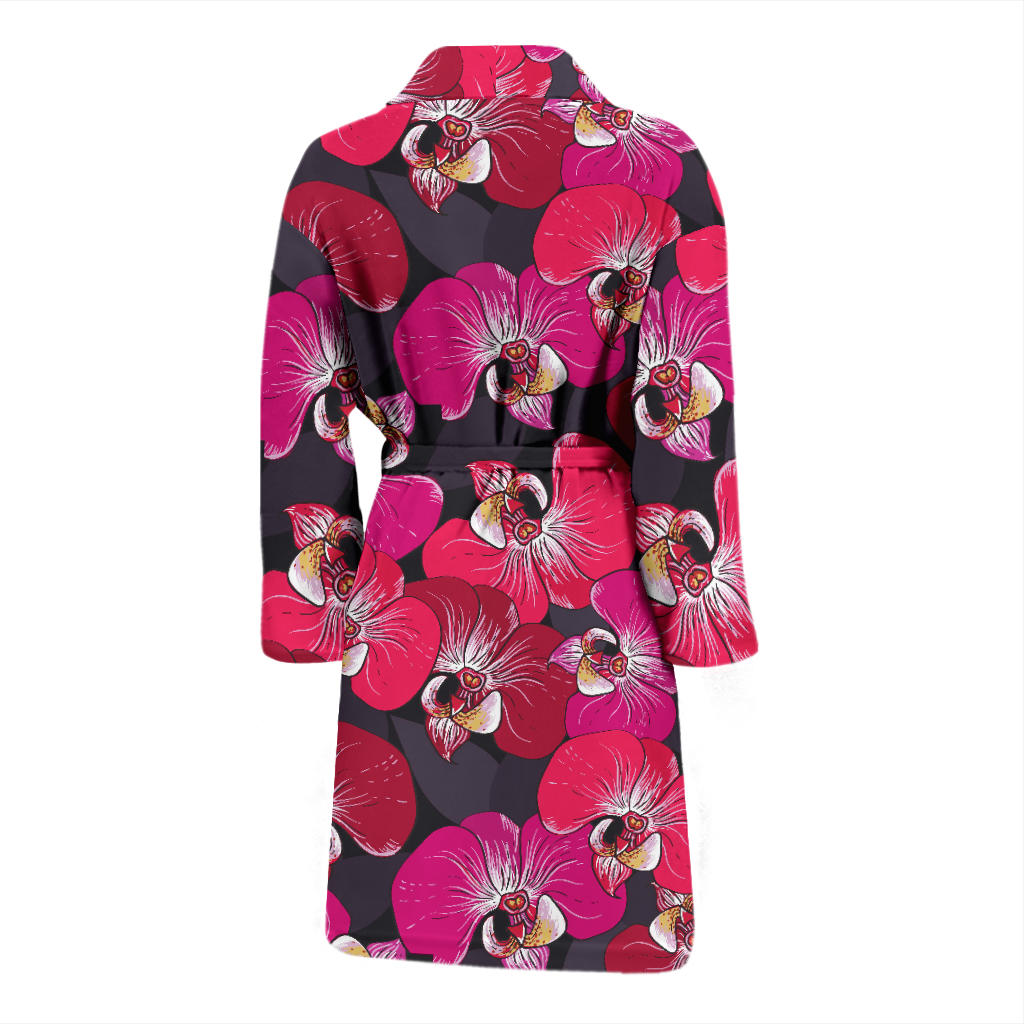 Orchid Red Pattern Print Design OR05 Men Bathrobe