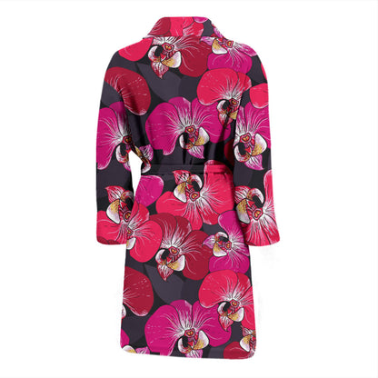 Orchid Red Pattern Print Design OR05 Men Bathrobe