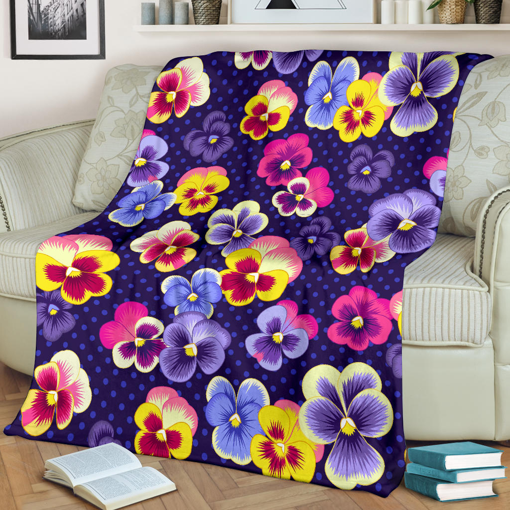 Pansy Pattern Print Design PS04 Fleece Blanket