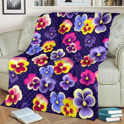 Pansy Pattern Print Design PS04 Fleece Blanket