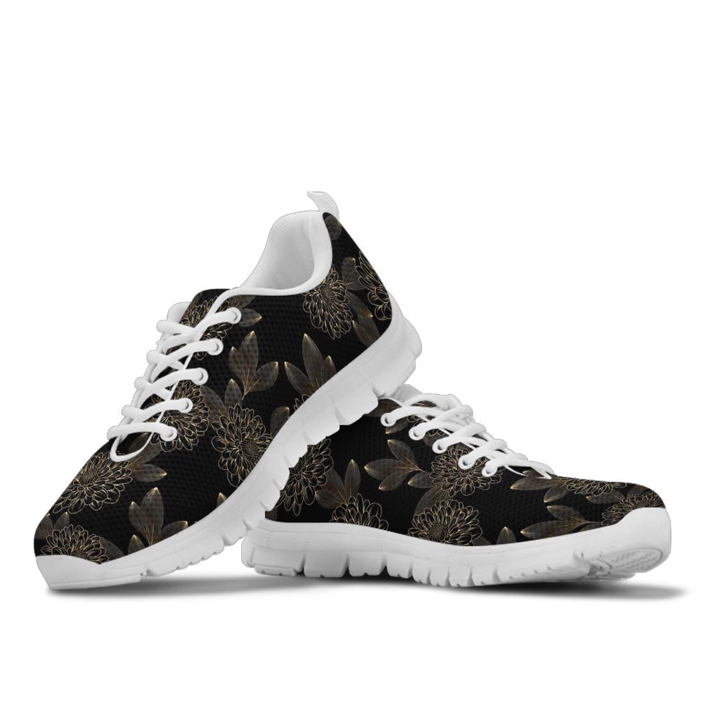Dahlia Pattern Print Design DH04 Sneakers White Bottom Shoes