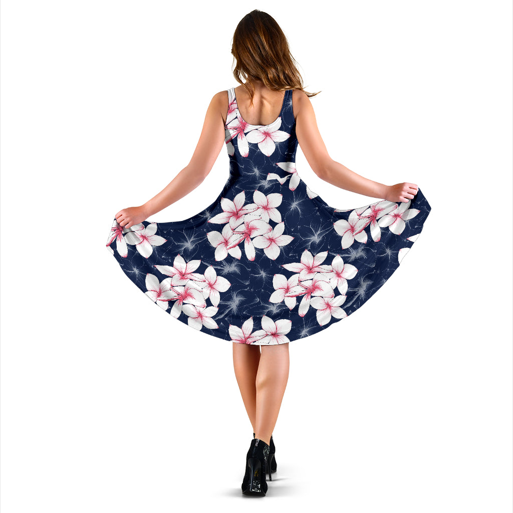Plumeria Pattern Print Design PM017 Midi Dress