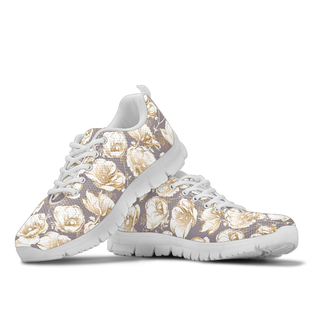 Anemone Pattern Print Design AM05 Sneakers White Bottom Shoes