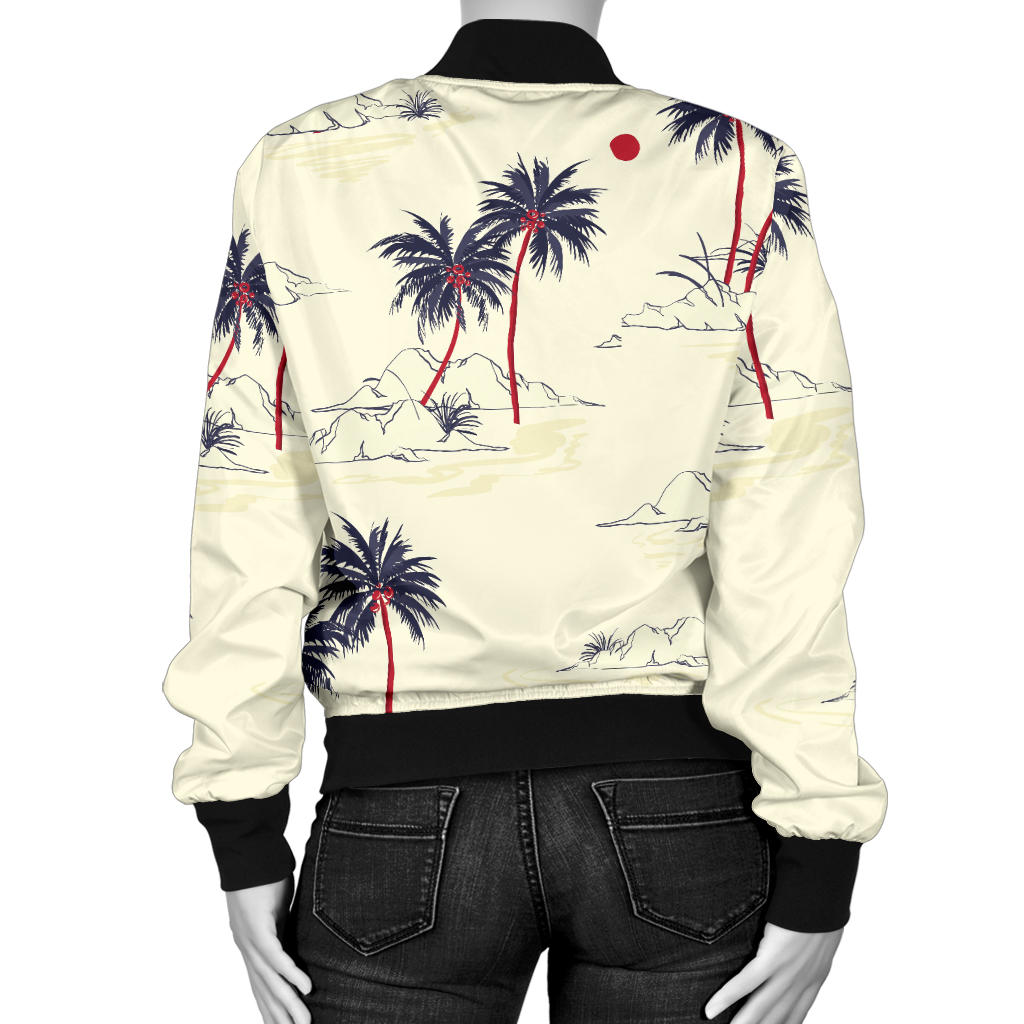 Palm Tree Pattern Print Design PT08 Women Bomber Jacket