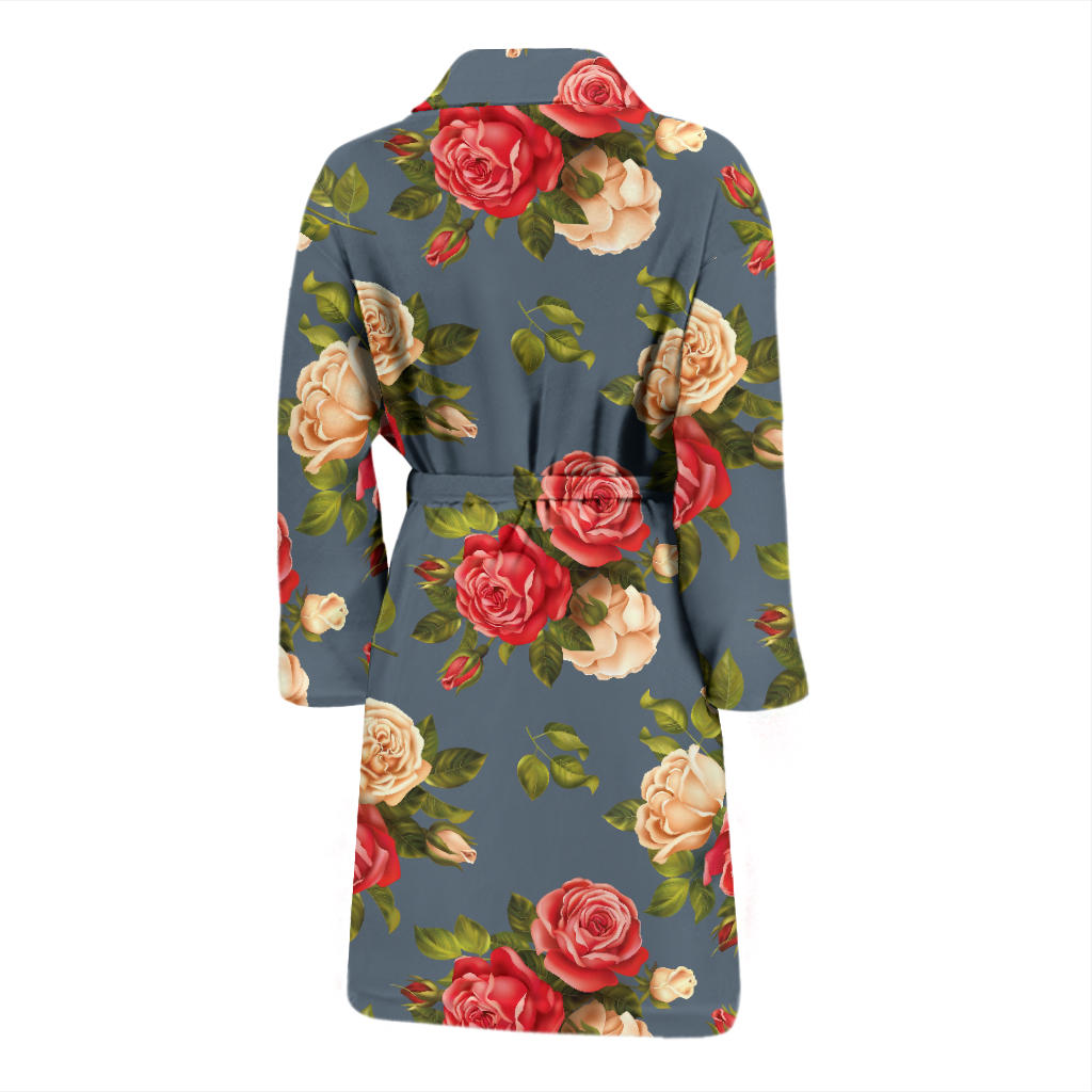 Rose Pattern Print Design RO017 Men Bathrobe