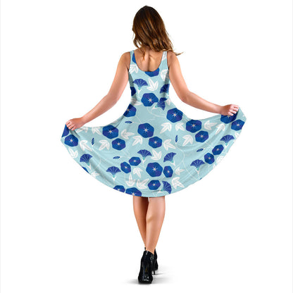 Morning Glory Pattern Print Design MG07 Midi Dress
