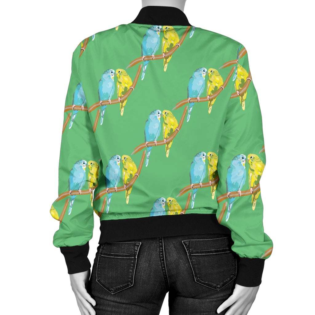 Budgerigar Pattern Print Design 01 Women's Bomber Jacket